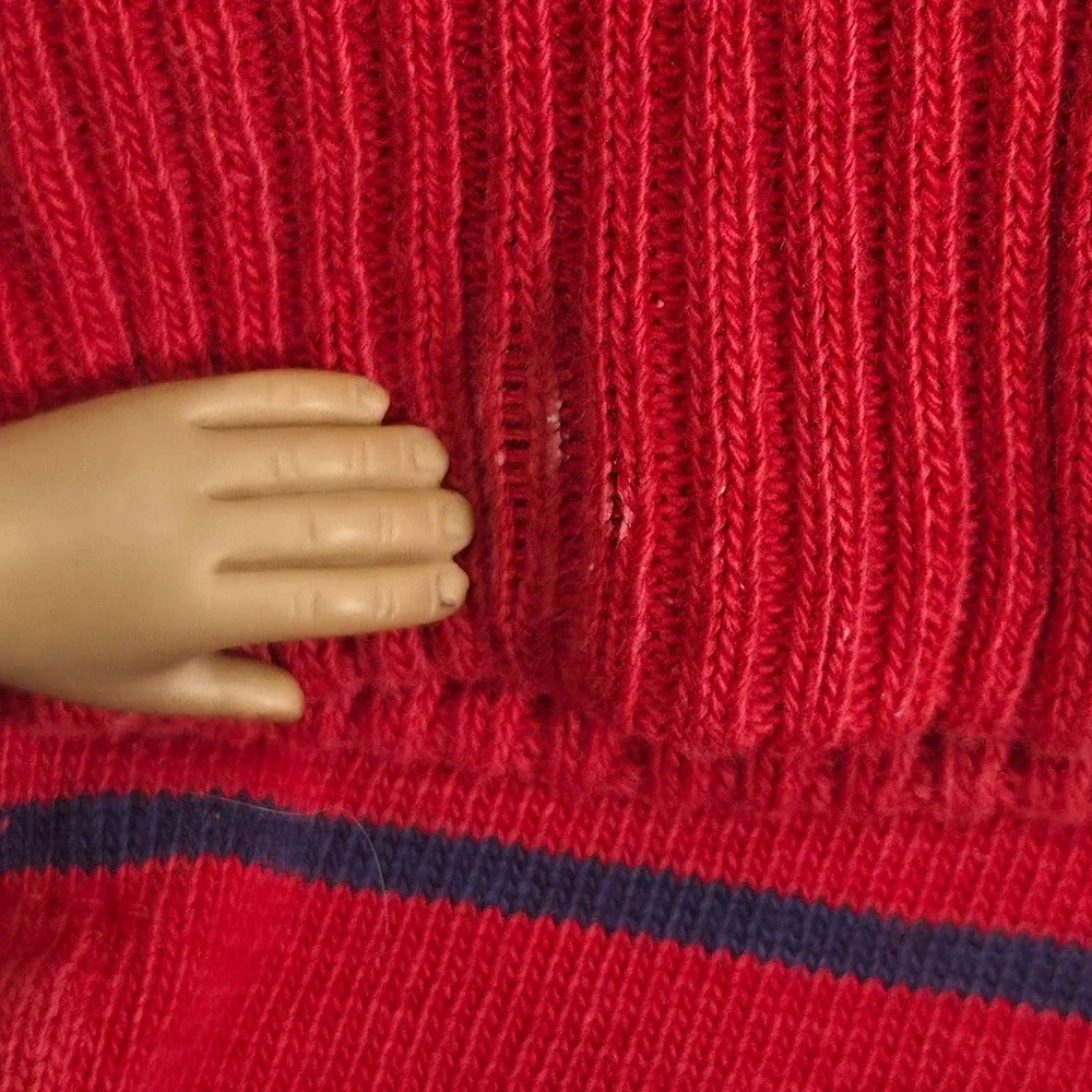 Vintage Polo Ralph Lauren Long Sleeve Turtleneck Shirt Red Blue Stripe Med USA